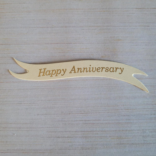 Banners - Happy Anniversary. Gold print on cream card. Pack of 30