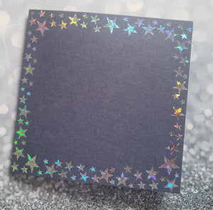 Card blanks and envelopes, 6" square, hot foil printed Star design