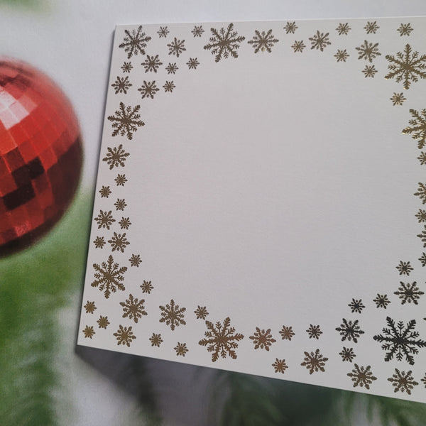 Card blanks and envelopes, 6" square, hot foil printed Snowflake design