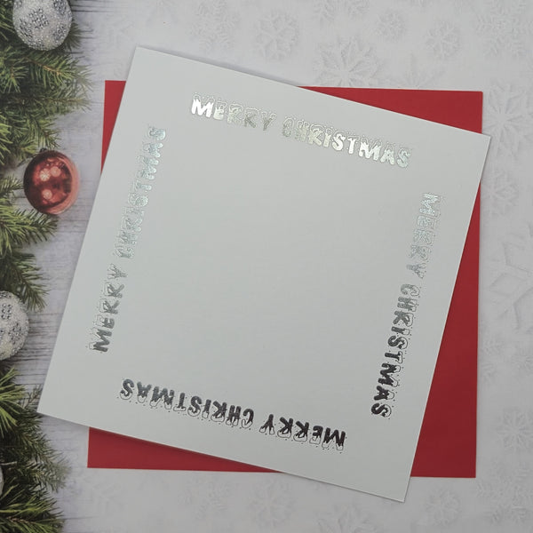 Card blanks and envelopes, 6" square, hot foil printed "Merry Christmas"