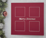 Pack of 5, Red card printed Merry Christmas with 4 square design in Silver