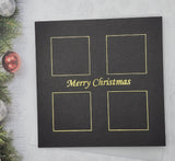 Pack of 5, Black card printed Merry Christmas with 4 square design
