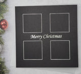Pack of 5, Black card printed Merry Christmas with 4 square design in Silver