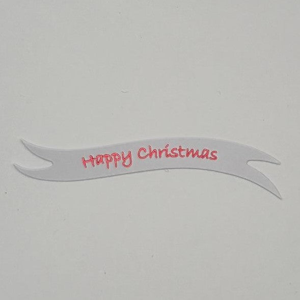 Banners - Happy Christmas White card printed Red
