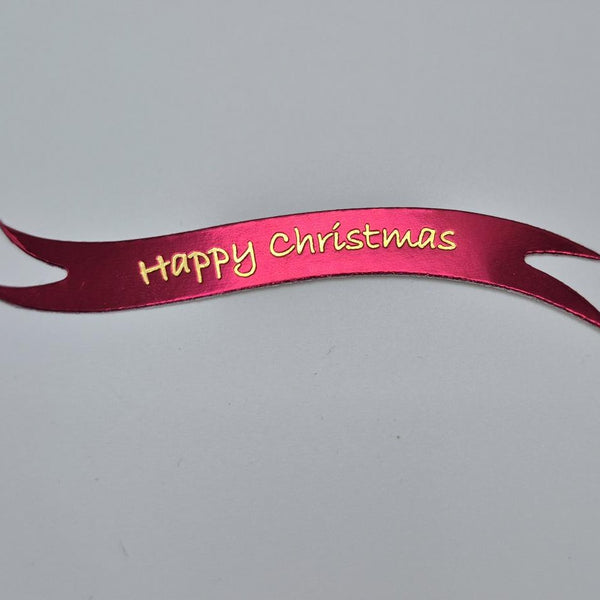 Banners - Happy Christmas Red card printed Gold