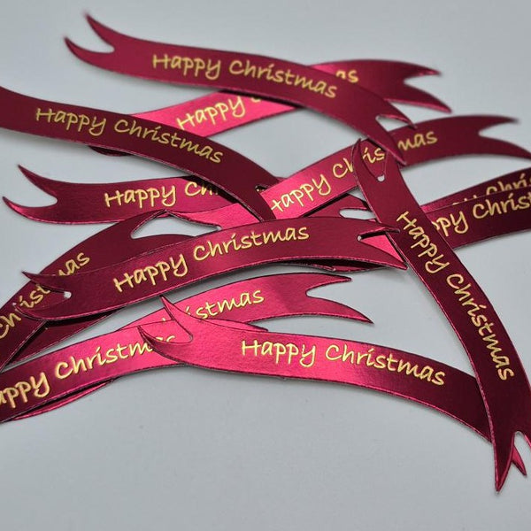 Banners - Happy Christmas Red card printed Gold