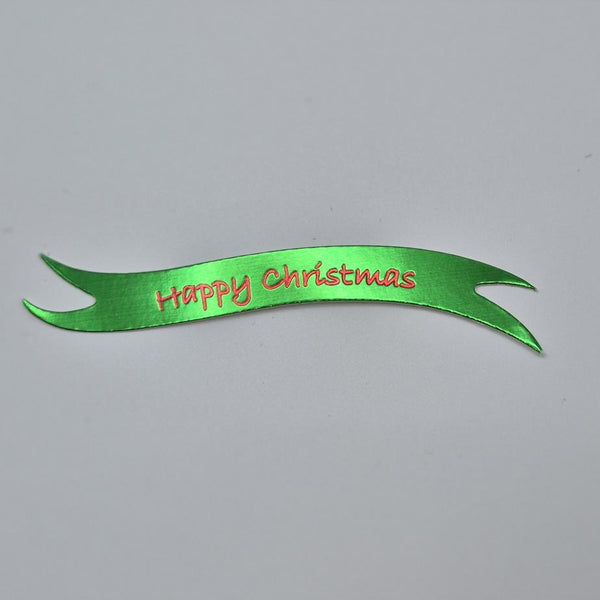 Banners - Happy Christmas Green card printed Red