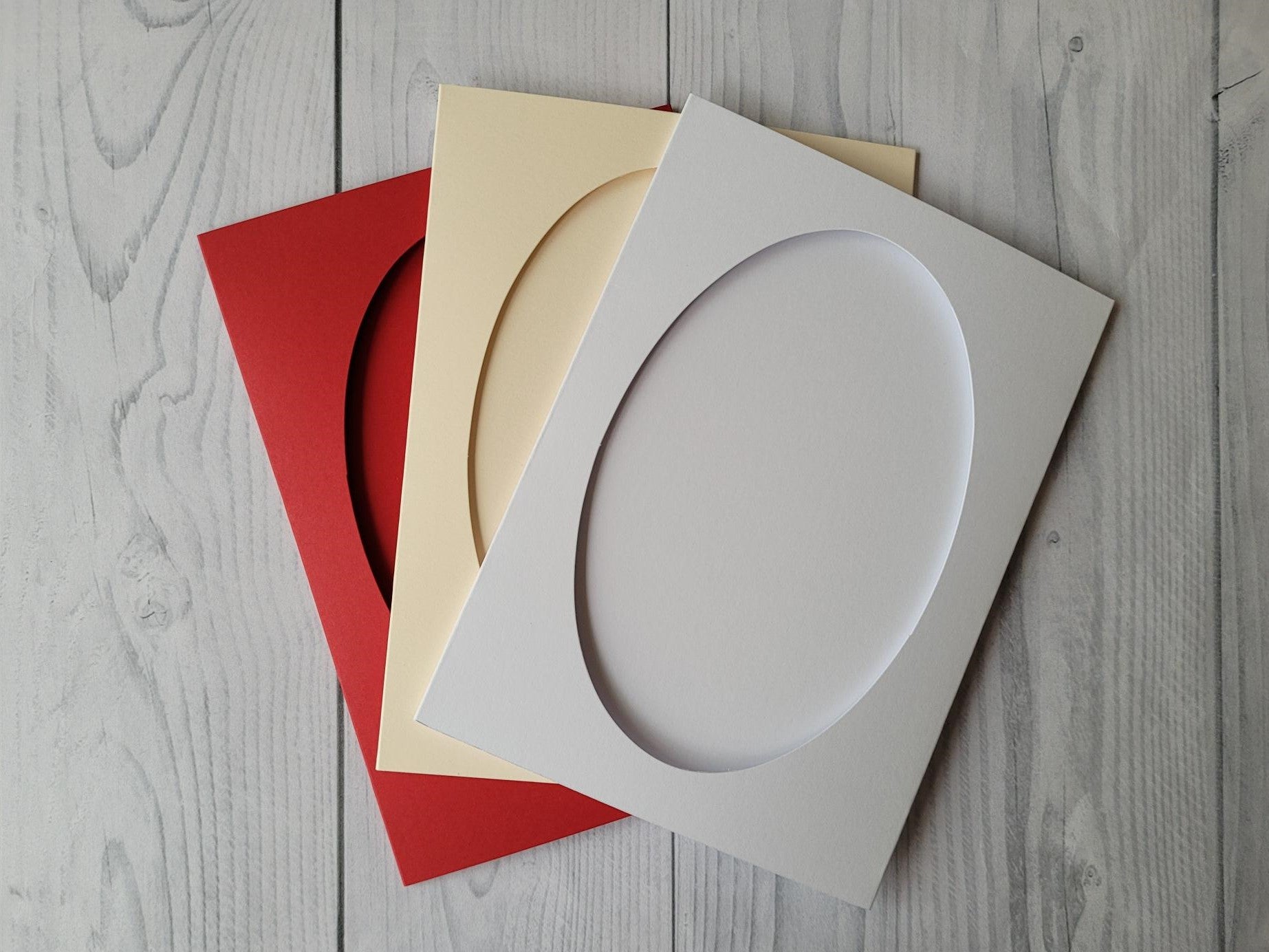 Card blanks and envelopes, 7x5 oval aperture, pack of 5