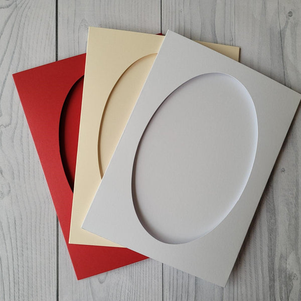 Card blanks and envelopes, 7x5 oval aperture, pack of 5