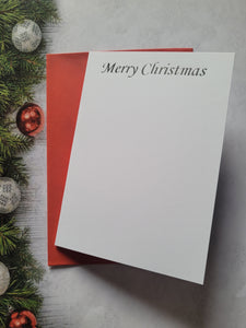 Card blanks and envelopes A6, pack of 5, hot foil printed Merry Christmas Printed Silver