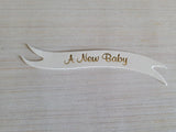 Banners - A New Baby. Gold on White card. Pack of 10