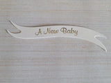 Banners - A New Baby. Silver on White card. Pack of 10