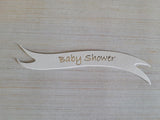 Banners - Baby Shower. Silver on White card. Pack of 10