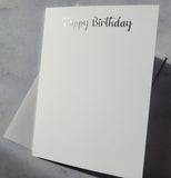 Card blanks and envelopes 7"x5", pack of 5, hot foil printed "Happy Birthday"