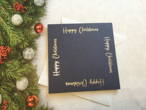 Card blanks and envelopes, 6" square, hot foil printed Happy Christmas