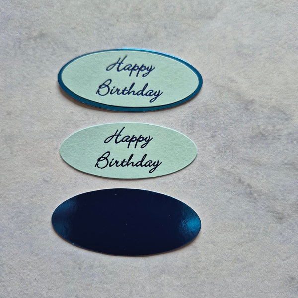Plaques - Happy Birthday Blue print on blue card with blue panels