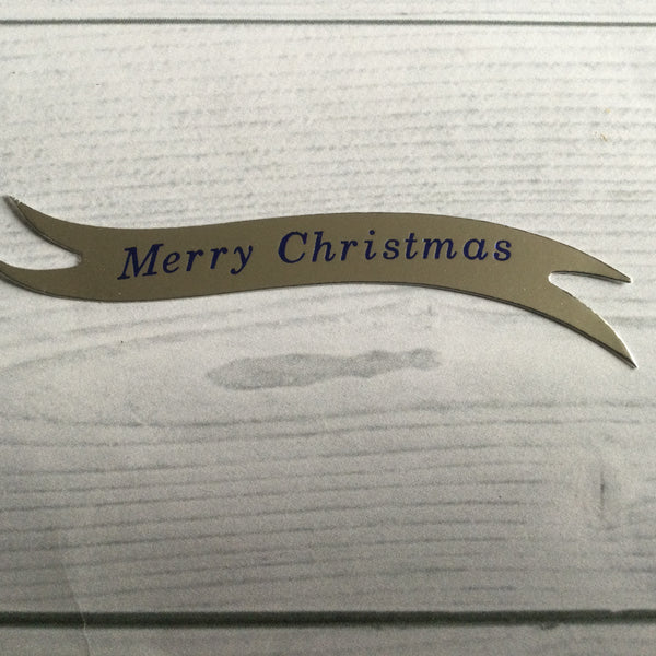 Banners - Merry Christmas Silver card printed Blue