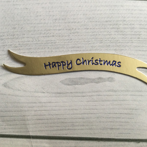 Banners - Happy Christmas Silver card printed Blue
