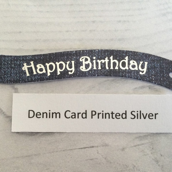 Banners - Happy Birthday Silver print on Denim Card