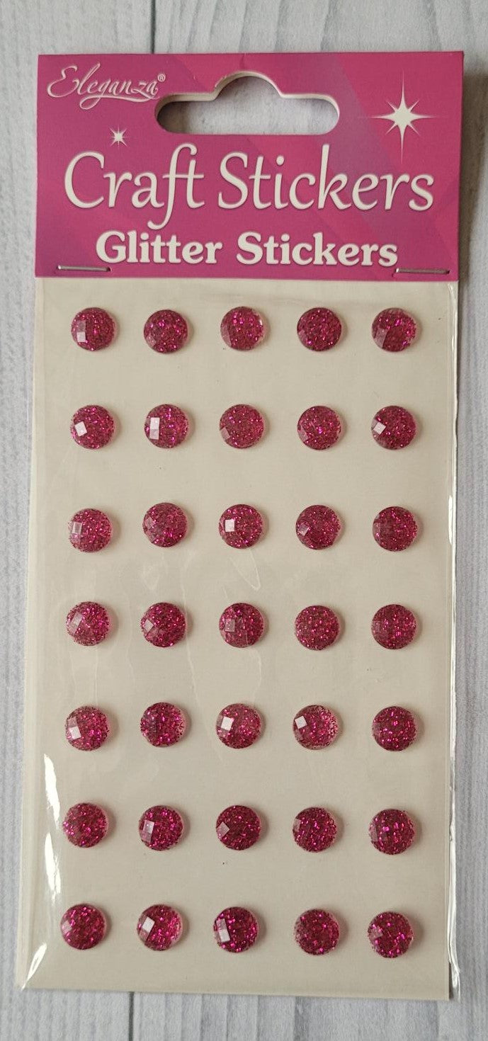 8mm self adhesive Glitter stickers - Fuchsia