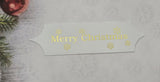 Toppers - Merry Christmas. Gold print on White card. Pack of 10
