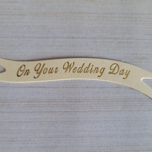 Banners - On your Wedding Day. Gold on Cream card. Pack of 30
