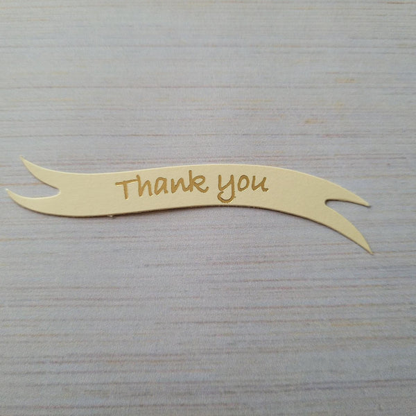 Banners - Thank You. Gold on Cream card. Pack of 30
