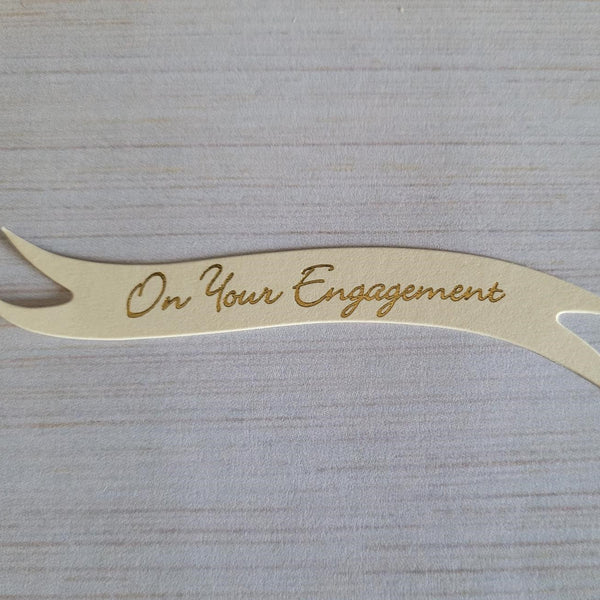 Banners - On your Engagement. Gold on Cream card. Pack of 30