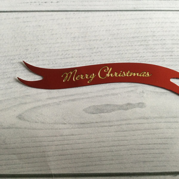 Banners - Merry Christmas Red card printed Gold