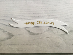 Banners - Happy Christmas White card printed Gold