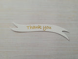 Banners - Thank You. Gold on White card. Pack of 10