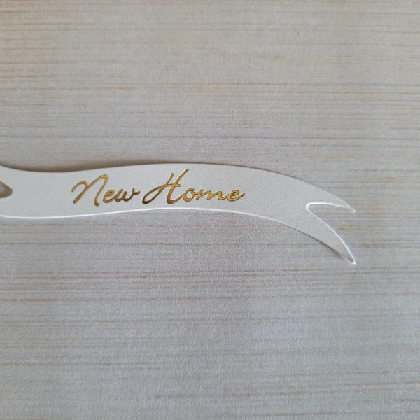 Banners - New Home Gold print on White card. Pack of 30