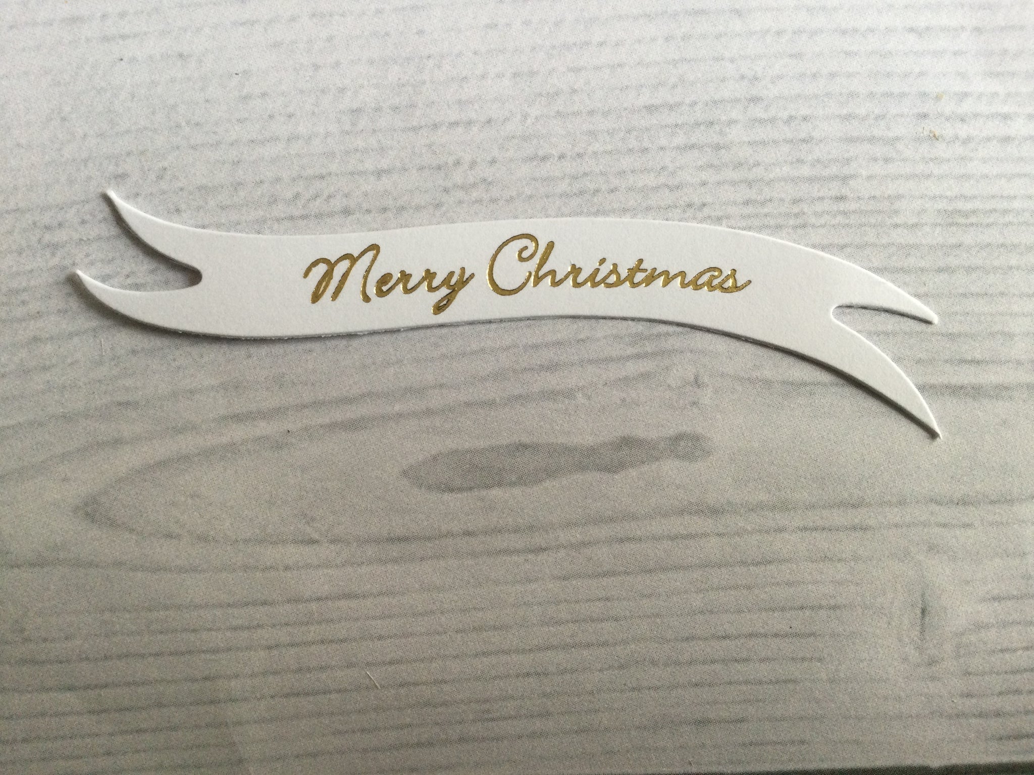 Banners - Merry Christmas White card printed Gold