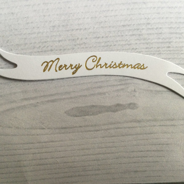 Banners - Merry Christmas White card printed Gold