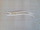 Banners - Happy Anniversary. Gold print on white card. Pack of 10