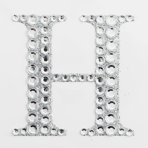 5cm Self Adhesive Diamante  Letter H