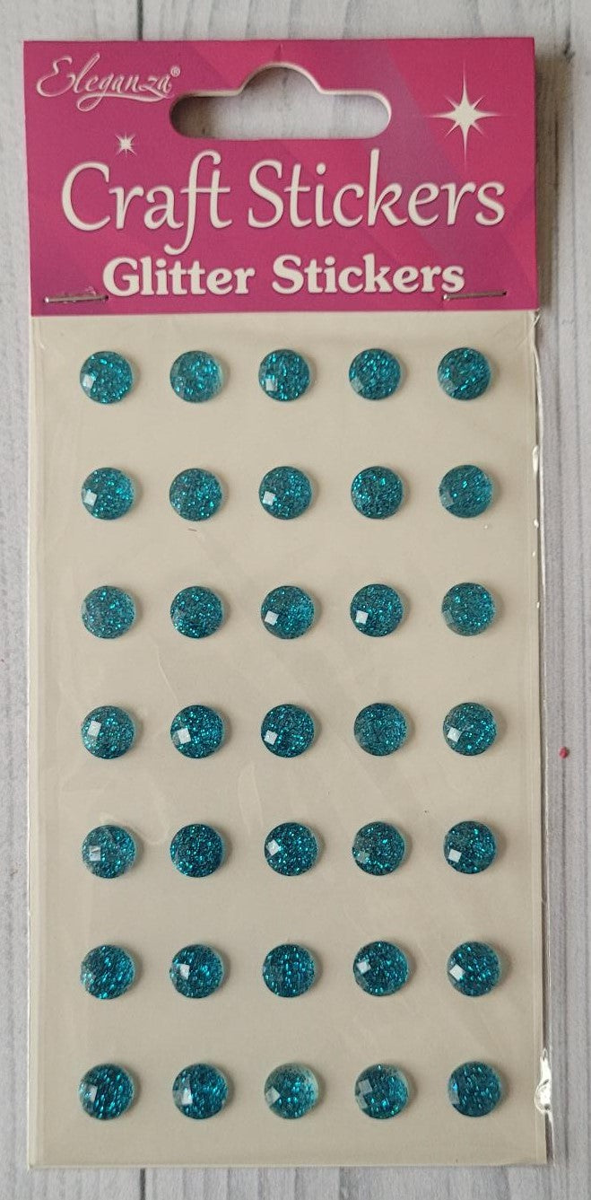 8mm self adhesive Glitter stickers - Light Blue