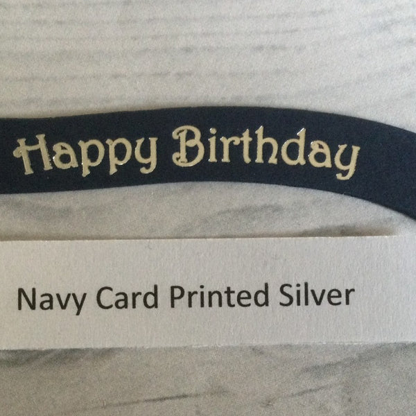 Banners - Happy Birthday Silver print on Navy Card