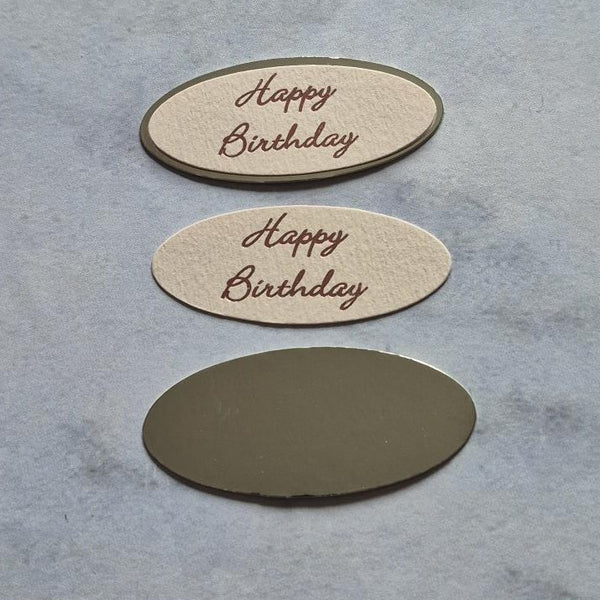 Plaques - Happy Birthday Pink print on Pink card with silver panels