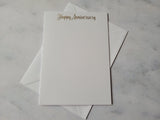 Card blanks and envelopes 7"x5", pack of 5, hot foil printed "Happy Anniversary"