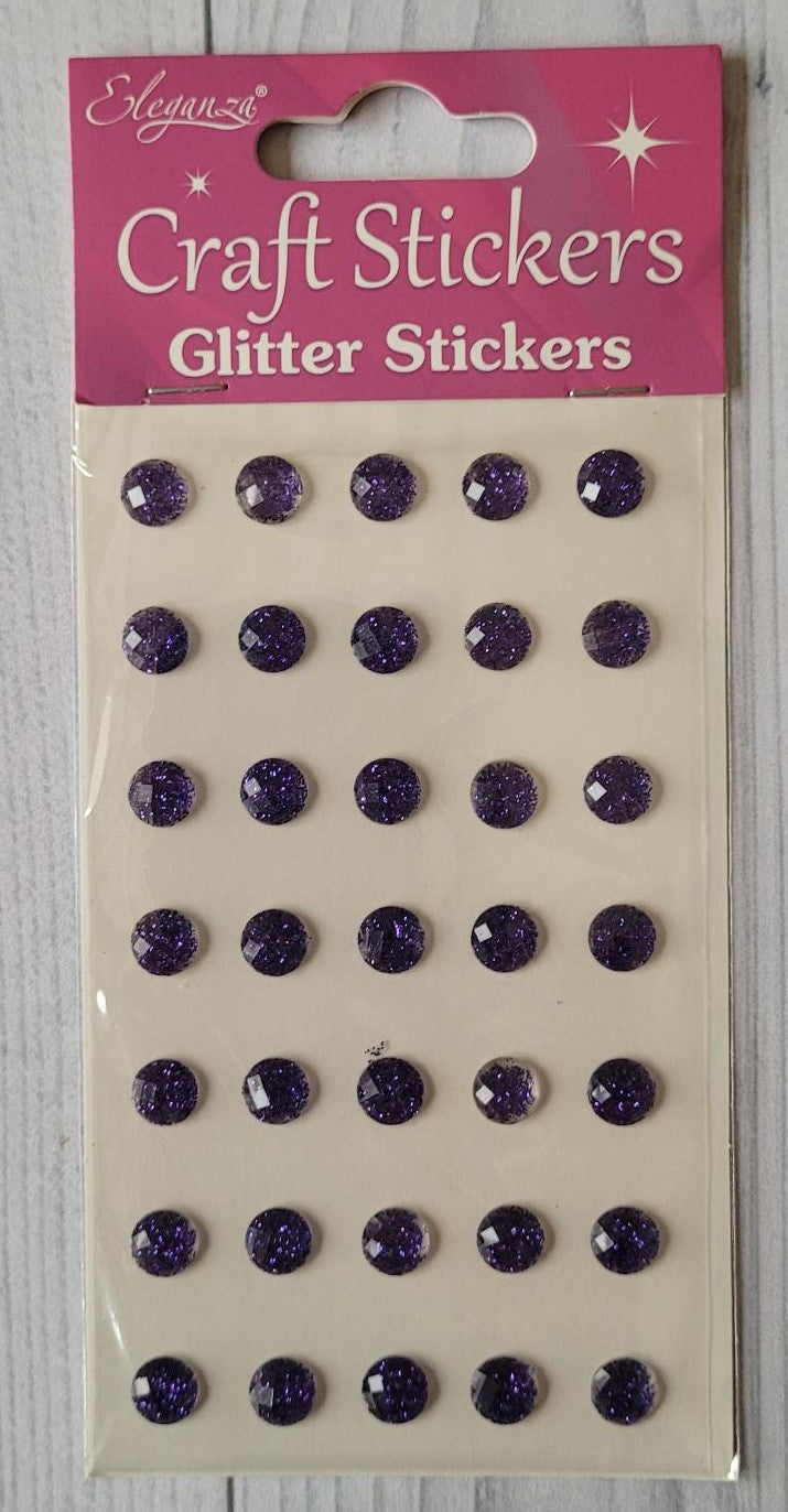 8mm self adhesive Glitter stickers - Purple