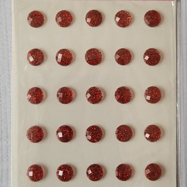 8mm self adhesive Glitter stickers - Red