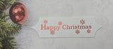 Toppers - Happy Christmas. Red print on White card. Pack of 10