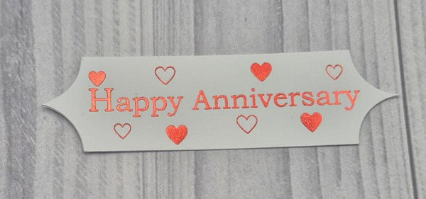 Toppers - Happy Anniversary. Red on White card. Pack of 30