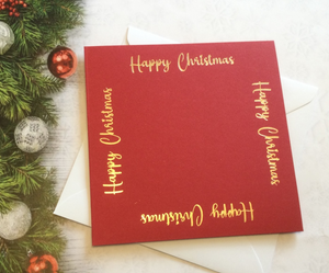 Card blanks and envelopes, 6" square, hot foil printed Happy Christmas