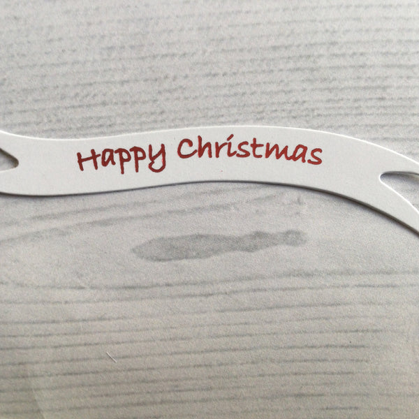 Banners - Happy Christmas White card printed Red
