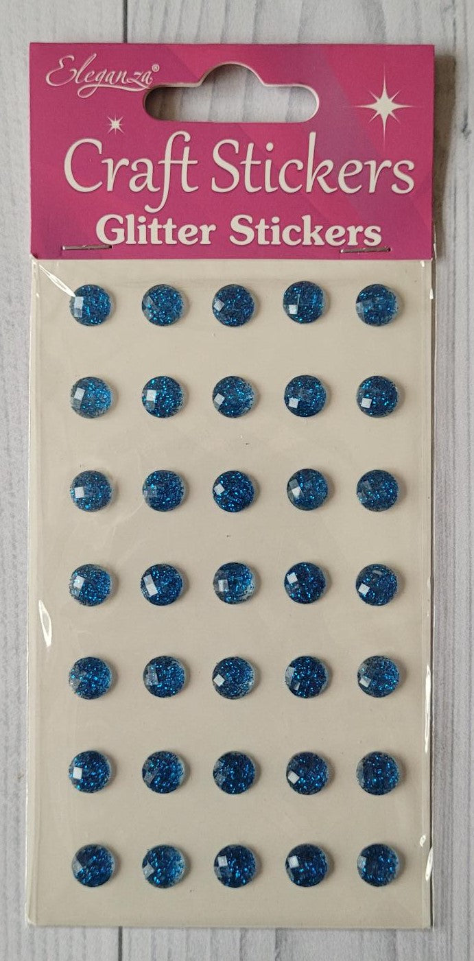 8mm self adhesive Glitter stickers - Royal Blue