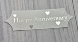 Toppers - Happy Anniversary. Silver on White card. Pack of 30