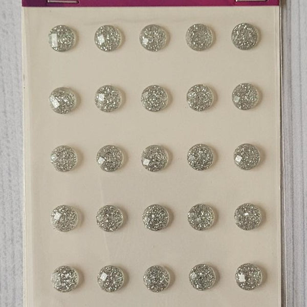 8mm self adhesive Glitter stickers - Silver