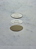 Plaques - Happy Birthday Silver print on white card with silver panels